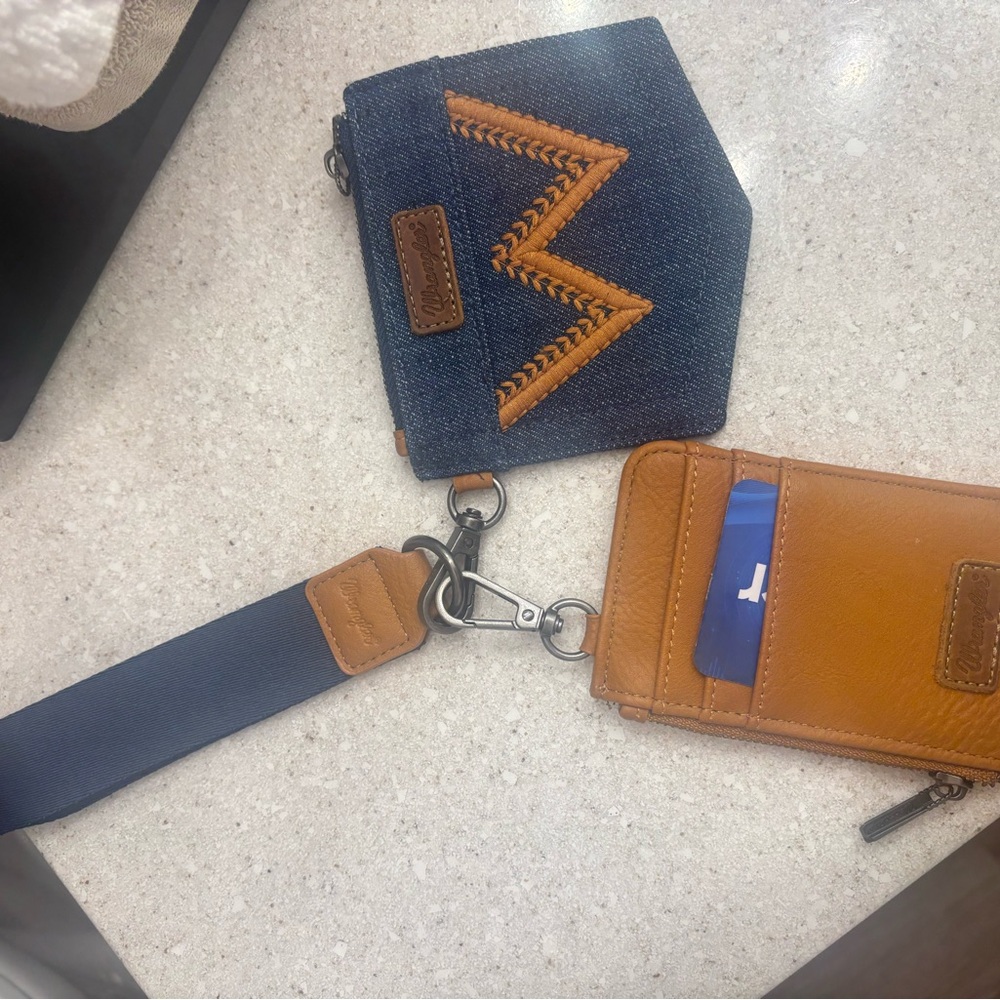 Wrangler Denim and Tan Wallet Set